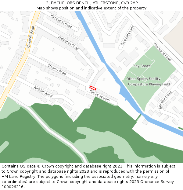 3, BACHELORS BENCH, ATHERSTONE, CV9 2AP: Location map and indicative extent of plot