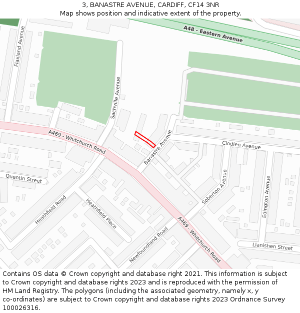 3, BANASTRE AVENUE, CARDIFF, CF14 3NR: Location map and indicative extent of plot