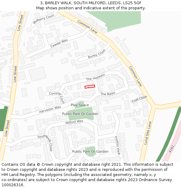 3, BARLEY WALK, SOUTH MILFORD, LEEDS, LS25 5GF: Location map and indicative extent of plot