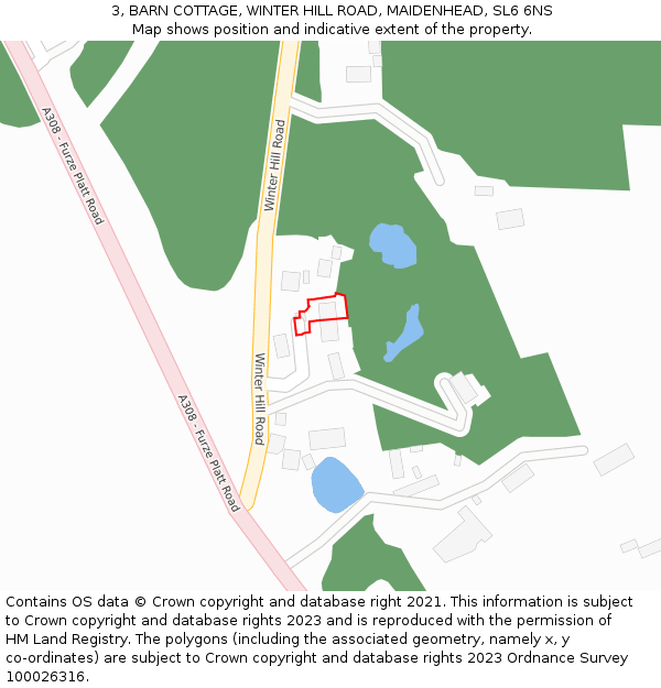 3, BARN COTTAGE, WINTER HILL ROAD, MAIDENHEAD, SL6 6NS: Location map and indicative extent of plot