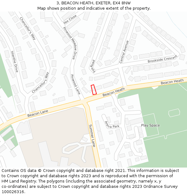 3, BEACON HEATH, EXETER, EX4 8NW: Location map and indicative extent of plot