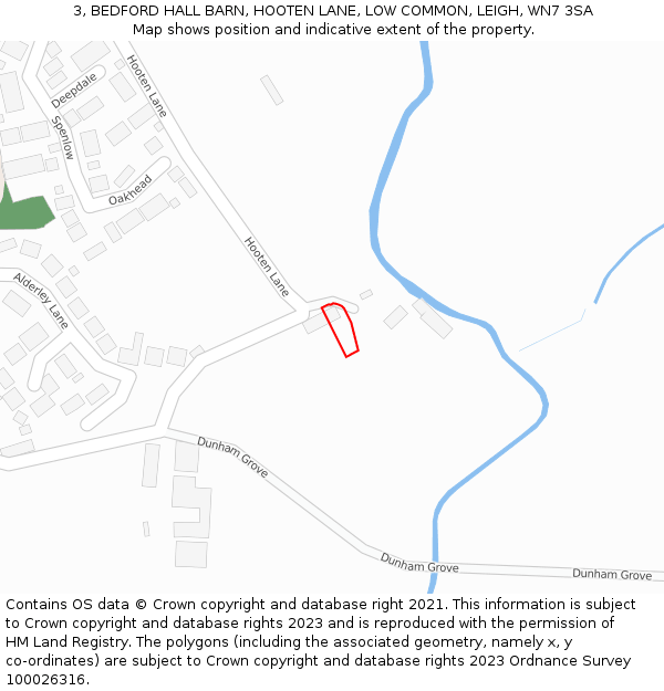 3, BEDFORD HALL BARN, HOOTEN LANE, LOW COMMON, LEIGH, WN7 3SA: Location map and indicative extent of plot