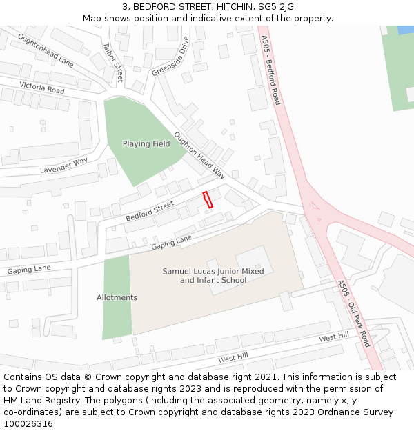 3, BEDFORD STREET, HITCHIN, SG5 2JG: Location map and indicative extent of plot