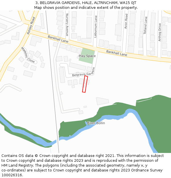 3, BELGRAVIA GARDENS, HALE, ALTRINCHAM, WA15 0JT: Location map and indicative extent of plot