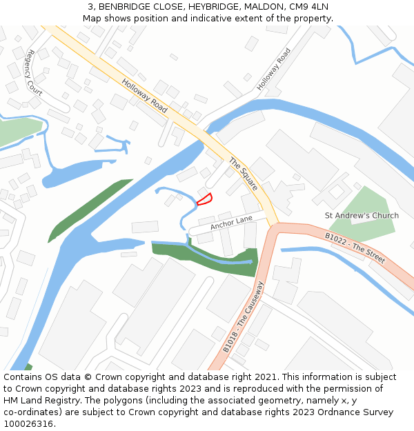 3, BENBRIDGE CLOSE, HEYBRIDGE, MALDON, CM9 4LN: Location map and indicative extent of plot
