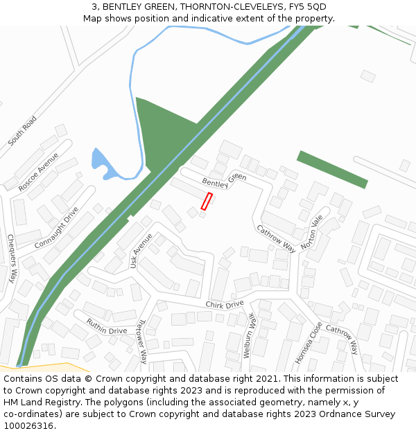 3, BENTLEY GREEN, THORNTON-CLEVELEYS, FY5 5QD: Location map and indicative extent of plot