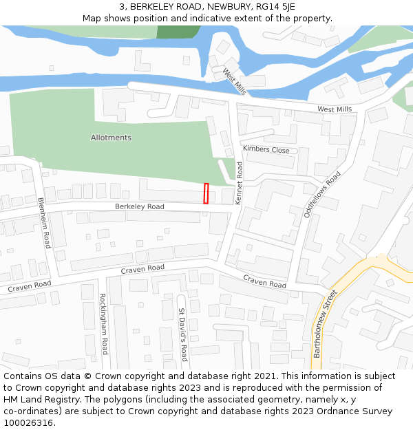 3, BERKELEY ROAD, NEWBURY, RG14 5JE: Location map and indicative extent of plot