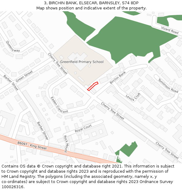 3, BIRCHIN BANK, ELSECAR, BARNSLEY, S74 8DP: Location map and indicative extent of plot