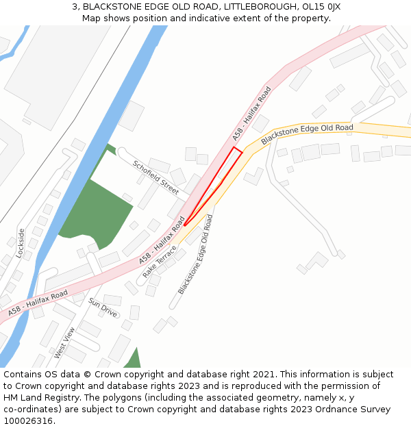 3, BLACKSTONE EDGE OLD ROAD, LITTLEBOROUGH, OL15 0JX: Location map and indicative extent of plot
