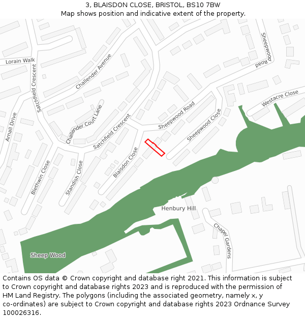3, BLAISDON CLOSE, BRISTOL, BS10 7BW: Location map and indicative extent of plot