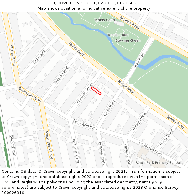 3, BOVERTON STREET, CARDIFF, CF23 5ES: Location map and indicative extent of plot
