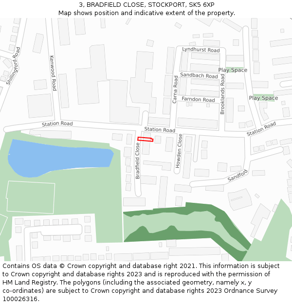 3, BRADFIELD CLOSE, STOCKPORT, SK5 6XP: Location map and indicative extent of plot