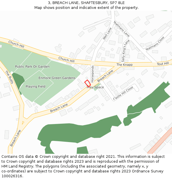 3, BREACH LANE, SHAFTESBURY, SP7 8LE: Location map and indicative extent of plot