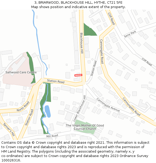 3, BRIARWOOD, BLACKHOUSE HILL, HYTHE, CT21 5FE: Location map and indicative extent of plot