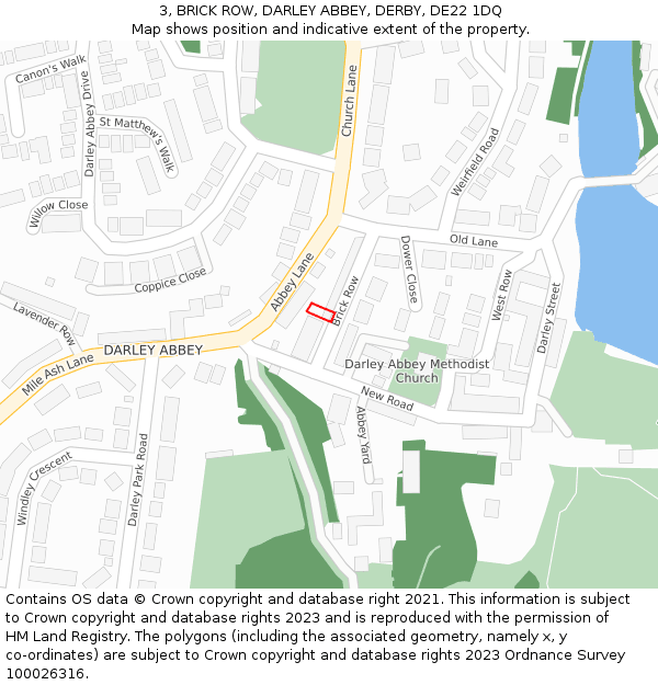 3, BRICK ROW, DARLEY ABBEY, DERBY, DE22 1DQ: Location map and indicative extent of plot