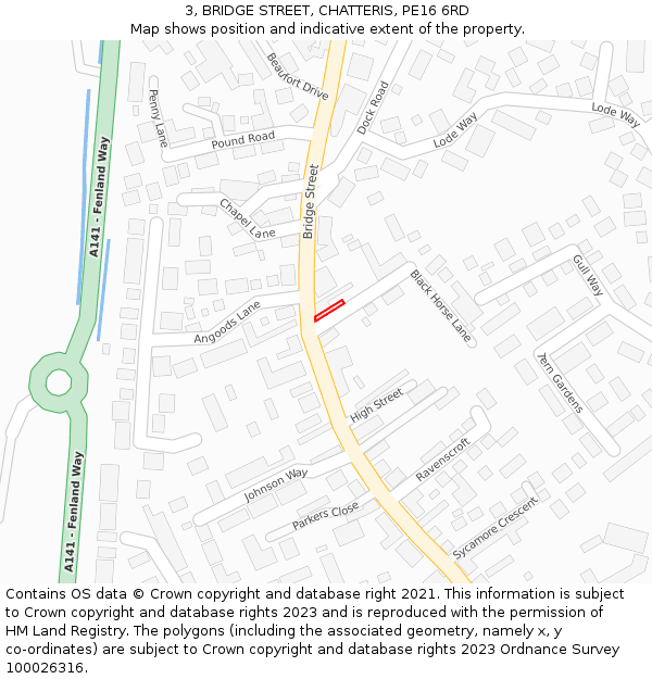 3, BRIDGE STREET, CHATTERIS, PE16 6RD: Location map and indicative extent of plot