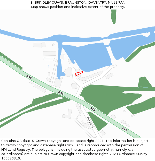 3, BRINDLEY QUAYS, BRAUNSTON, DAVENTRY, NN11 7AN: Location map and indicative extent of plot