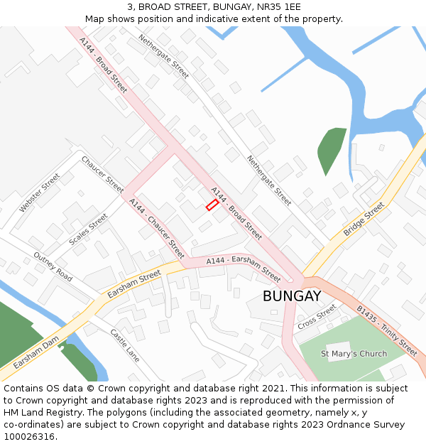 3, BROAD STREET, BUNGAY, NR35 1EE: Location map and indicative extent of plot