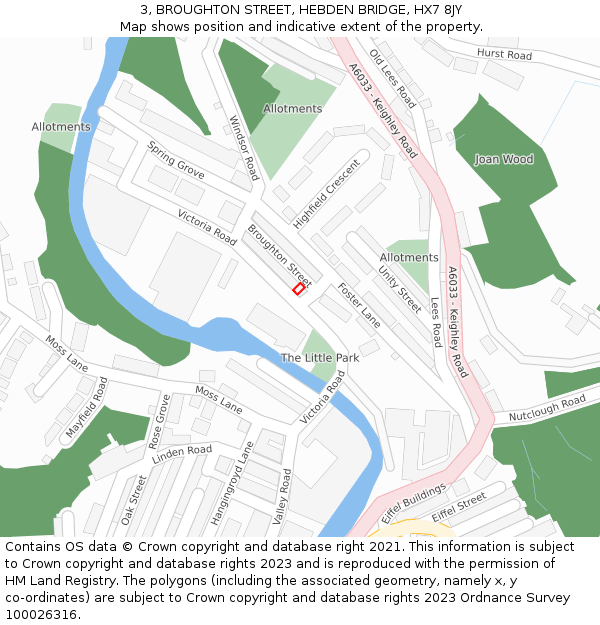 3, BROUGHTON STREET, HEBDEN BRIDGE, HX7 8JY: Location map and indicative extent of plot