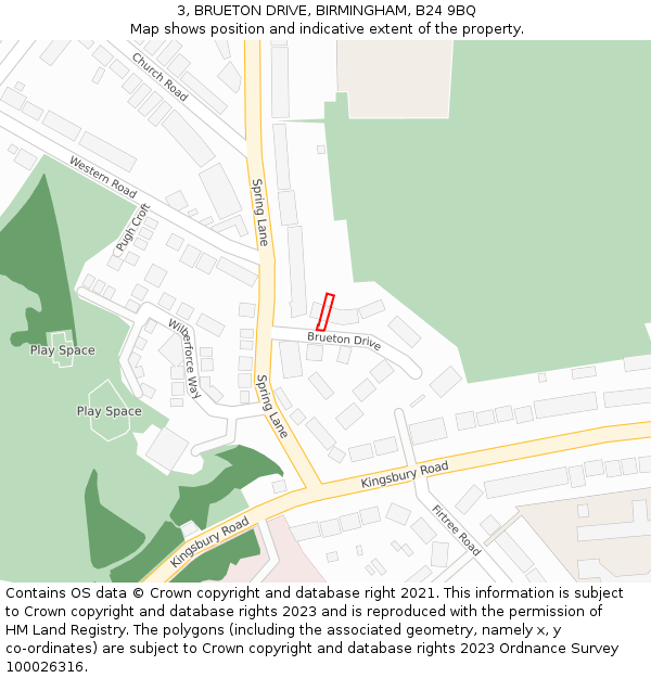 3, BRUETON DRIVE, BIRMINGHAM, B24 9BQ: Location map and indicative extent of plot