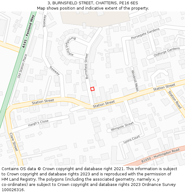 3, BURNSFIELD STREET, CHATTERIS, PE16 6ES: Location map and indicative extent of plot