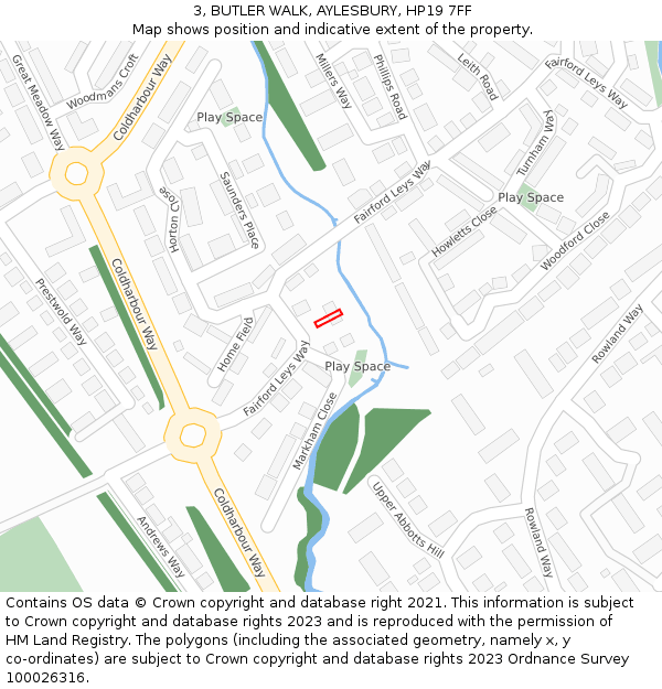 3, BUTLER WALK, AYLESBURY, HP19 7FF: Location map and indicative extent of plot