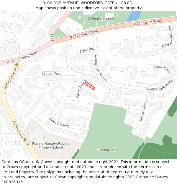 3, CAIRNS AVENUE, WOODFORD GREEN, IG8 8DH: Location map and indicative extent of plot