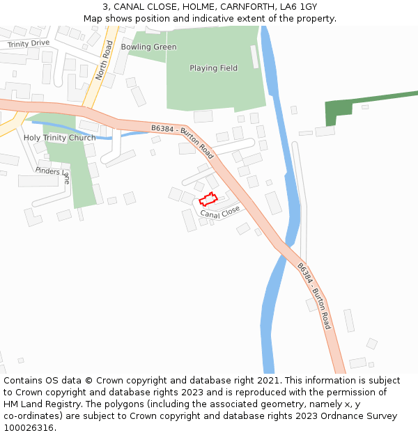 3, CANAL CLOSE, HOLME, CARNFORTH, LA6 1GY: Location map and indicative extent of plot