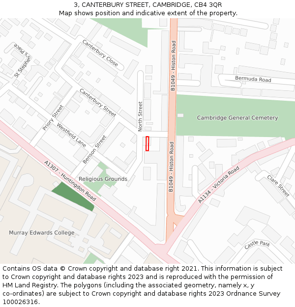 3, CANTERBURY STREET, CAMBRIDGE, CB4 3QR: Location map and indicative extent of plot