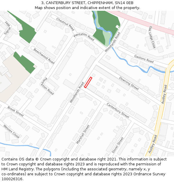 3, CANTERBURY STREET, CHIPPENHAM, SN14 0EB: Location map and indicative extent of plot