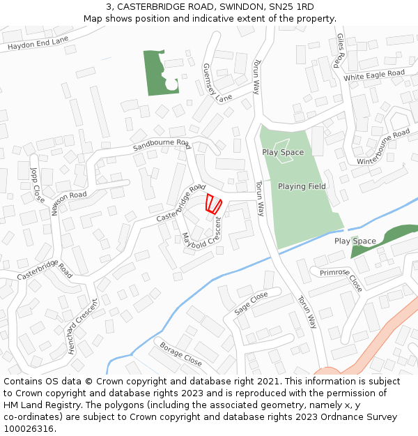 3, CASTERBRIDGE ROAD, SWINDON, SN25 1RD: Location map and indicative extent of plot