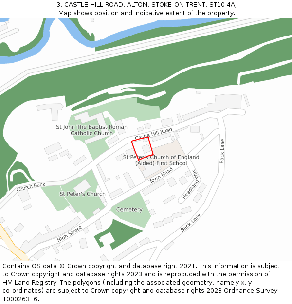 3, CASTLE HILL ROAD, ALTON, STOKE-ON-TRENT, ST10 4AJ: Location map and indicative extent of plot