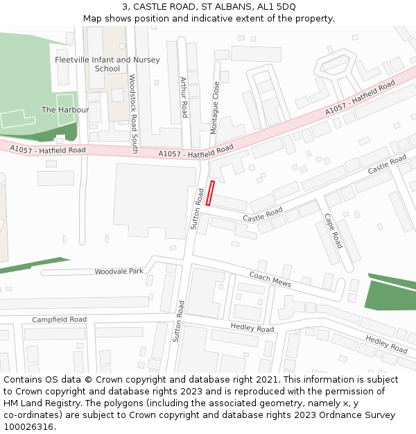 3, CASTLE ROAD, ST ALBANS, AL1 5DQ: Location map and indicative extent of plot