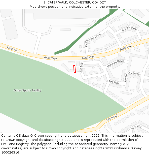 3, CATER WALK, COLCHESTER, CO4 5ZT: Location map and indicative extent of plot