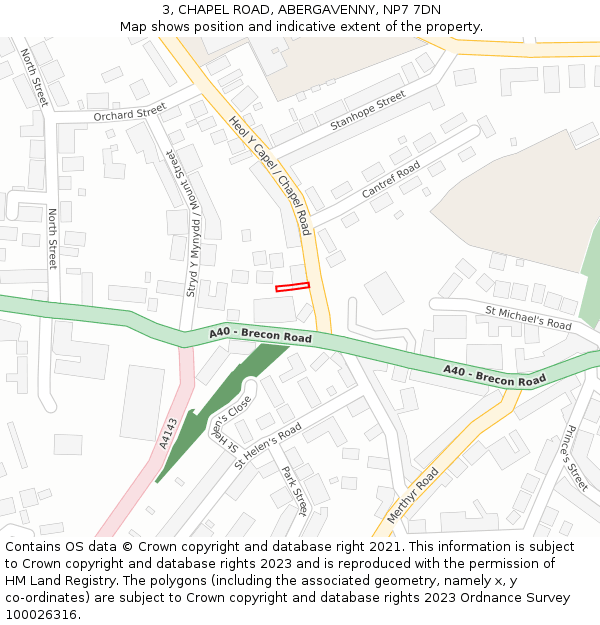 3, CHAPEL ROAD, ABERGAVENNY, NP7 7DN: Location map and indicative extent of plot