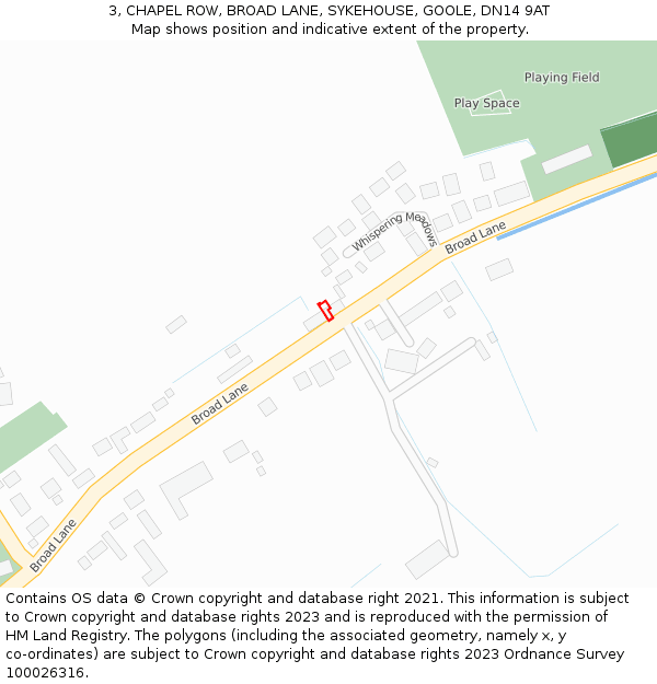 3, CHAPEL ROW, BROAD LANE, SYKEHOUSE, GOOLE, DN14 9AT: Location map and indicative extent of plot