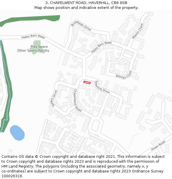 3, CHAPELWENT ROAD, HAVERHILL, CB9 9SB: Location map and indicative extent of plot