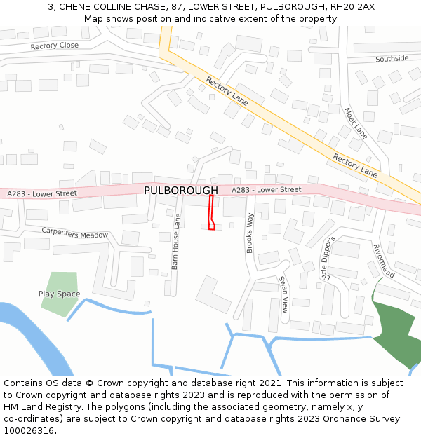 3, CHENE COLLINE CHASE, 87, LOWER STREET, PULBOROUGH, RH20 2AX: Location map and indicative extent of plot