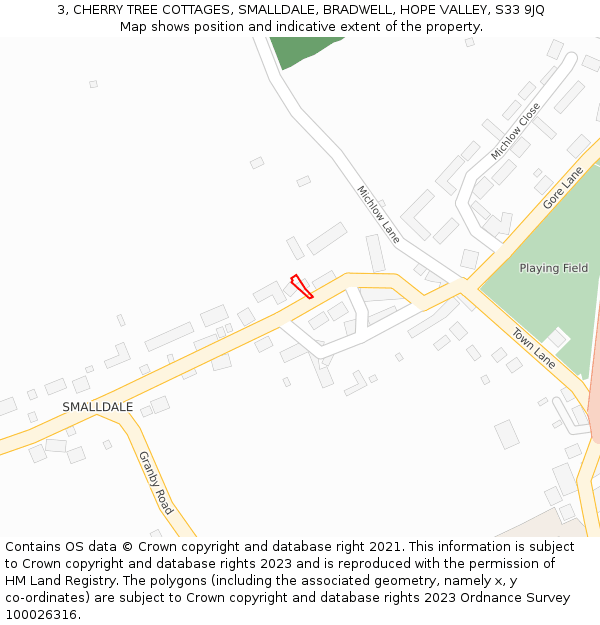3, CHERRY TREE COTTAGES, SMALLDALE, BRADWELL, HOPE VALLEY, S33 9JQ: Location map and indicative extent of plot