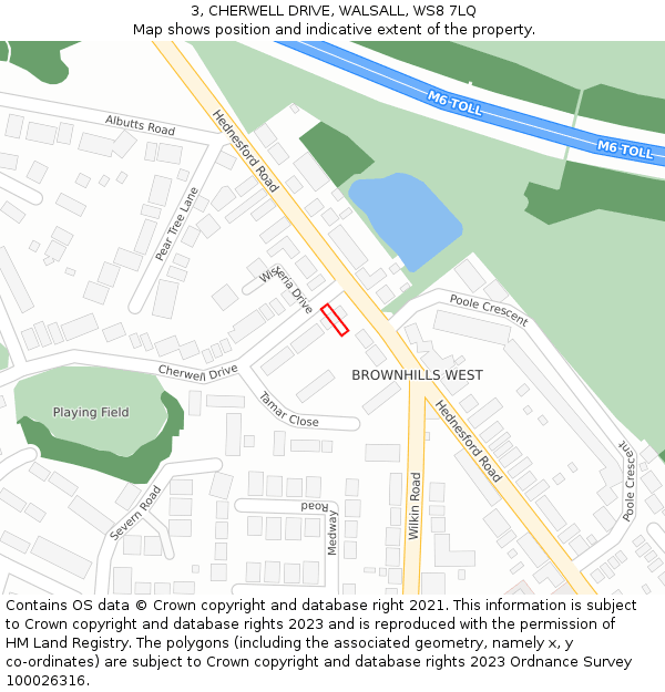 3, CHERWELL DRIVE, WALSALL, WS8 7LQ: Location map and indicative extent of plot