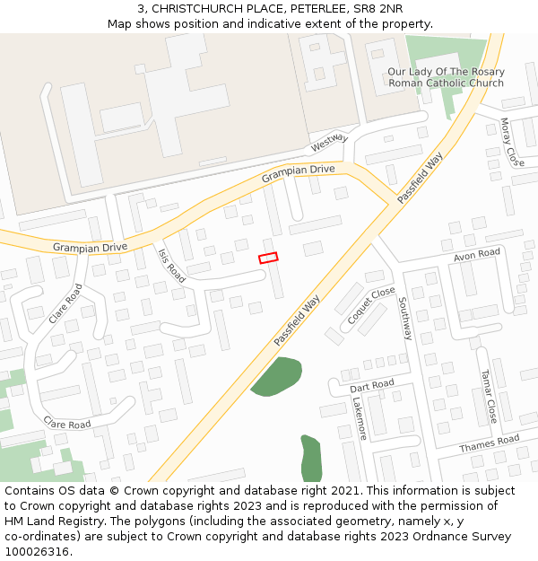 3, CHRISTCHURCH PLACE, PETERLEE, SR8 2NR: Location map and indicative extent of plot
