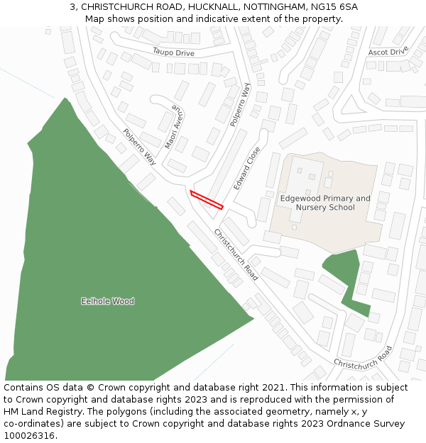 3, CHRISTCHURCH ROAD, HUCKNALL, NOTTINGHAM, NG15 6SA: Location map and indicative extent of plot