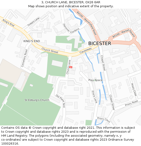 3, CHURCH LANE, BICESTER, OX26 6AR: Location map and indicative extent of plot