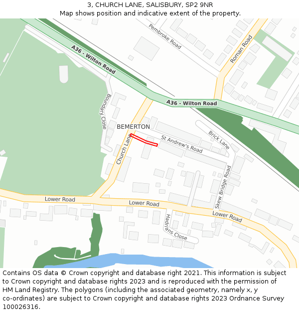 3, CHURCH LANE, SALISBURY, SP2 9NR: Location map and indicative extent of plot
