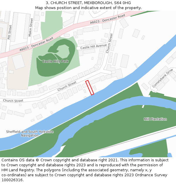 3, CHURCH STREET, MEXBOROUGH, S64 0HG: Location map and indicative extent of plot