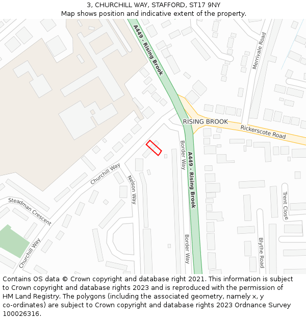 3, CHURCHILL WAY, STAFFORD, ST17 9NY: Location map and indicative extent of plot