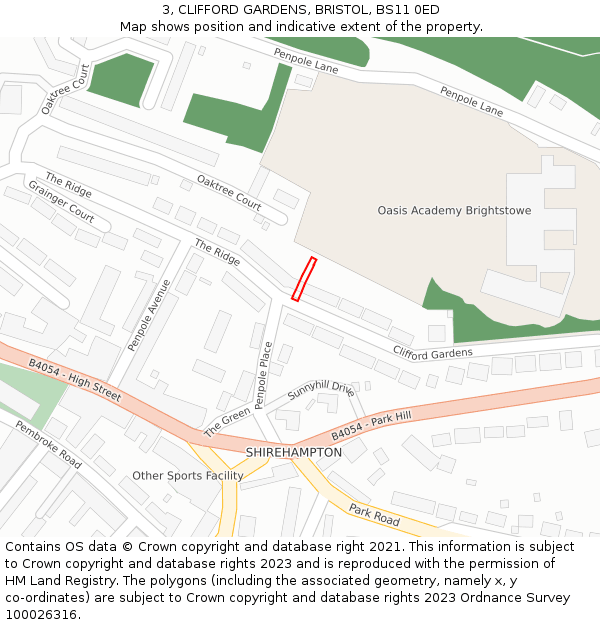 3, CLIFFORD GARDENS, BRISTOL, BS11 0ED: Location map and indicative extent of plot