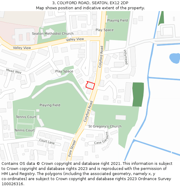 3, COLYFORD ROAD, SEATON, EX12 2DP: Location map and indicative extent of plot