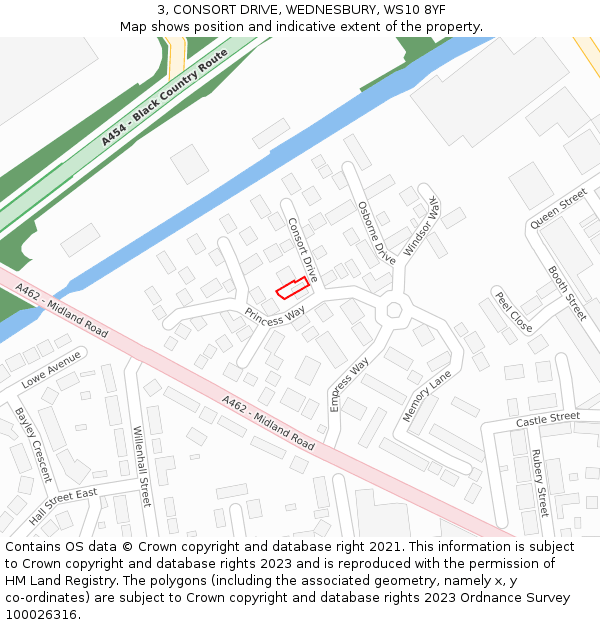 3, CONSORT DRIVE, WEDNESBURY, WS10 8YF: Location map and indicative extent of plot