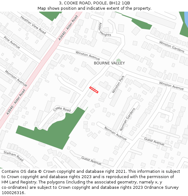3, COOKE ROAD, POOLE, BH12 1QB: Location map and indicative extent of plot
